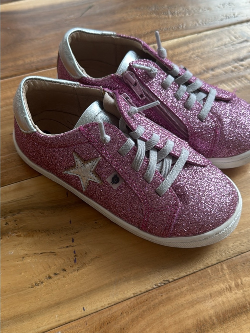 Old Soles Pink Glitter Star Lace-Up Sneakers